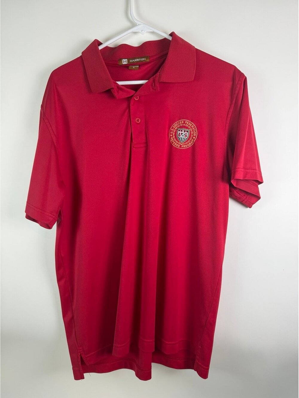 HARRITON Red Soccer Federation Polo Shirt Men's Size Medium